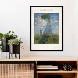 Plakat w ramie Claude Monet "Kobieta z parasolem" - reprodukcja z napisem. Plakat z passe partout