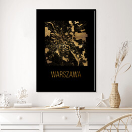 Plakat w ramie Czarno złota mapa - Warszawa