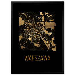 Obraz klasyczny Czarno złota mapa - Warszawa
