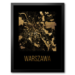 Obraz w ramie Czarno złota mapa - Warszawa