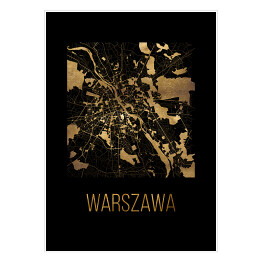 Plakat Czarno złota mapa - Warszawa