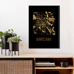 Plakat w ramie Czarno złota mapa - Warszawa