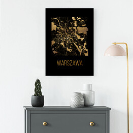 Obraz na płótnie Czarno złota mapa - Warszawa