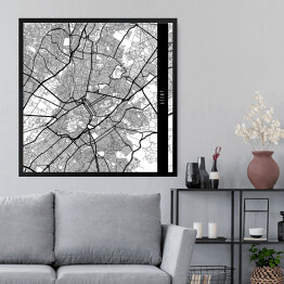 Obraz w ramie Mapy miast świata - Ateny - biała