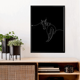 Obraz w ramie Ilustracja z koniem - czarne konie