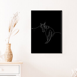 Plakat w ramie Ilustracja z koniem - czarne konie