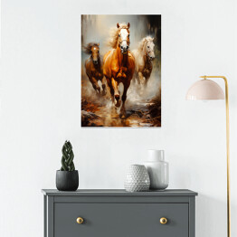 Plakat samoprzylepny Konie w galopie