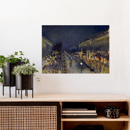 Plakat samoprzylepny Camille Pissarro "Boulevard Montmartre nocą" - reprodukcja