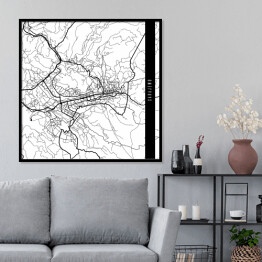 Plakat w ramie Mapa miast świata - Sarajewo - biała