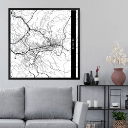 Obraz w ramie Mapa miast świata - Sarajewo - biała
