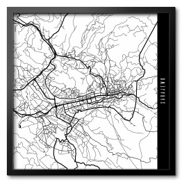 Obraz w ramie Mapa miast świata - Sarajewo - biała