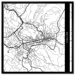 Plakat w ramie Mapa miast świata - Sarajewo - biała