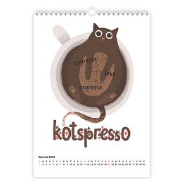 Kalendarz 13-stronicowy Kalendarz dla kociarza kawosza