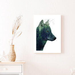 Obraz na płótnie Podwójna ekspozycja- wilk i las