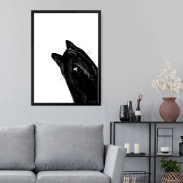 Obraz w ramie Zawstydzony czarny kot
