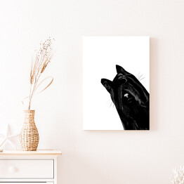 Obraz na płótnie Zawstydzony czarny kot