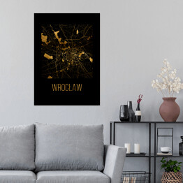 Plakat Czarno złota mapa - Wrocław