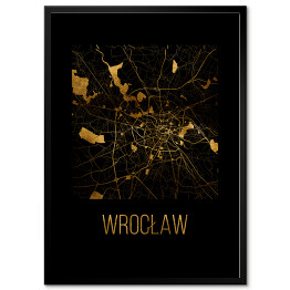 Obraz klasyczny Czarno złota mapa - Wrocław