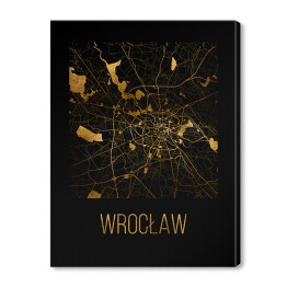 Obraz na płótnie Czarno złota mapa - Wrocław