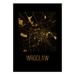 Plakat samoprzylepny Czarno złota mapa - Wrocław