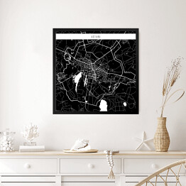 Obraz w ramie Mapy miast świata - Astana - czarna