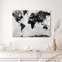 Obraz klasyczny Mapa świata w ciemnym, przetartym kolorze