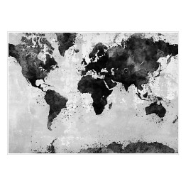 Plakat Mapa świata w ciemnym, przetartym kolorze