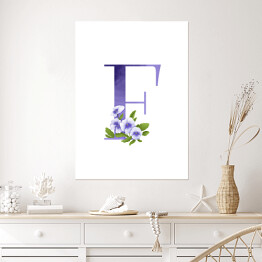 Plakat samoprzylepny Roślinny alfabet - litera F jak fiołek