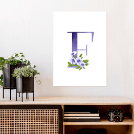 Plakat samoprzylepny Roślinny alfabet - litera F jak fiołek