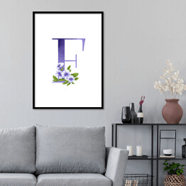 Plakat w ramie Roślinny alfabet - litera F jak fiołek