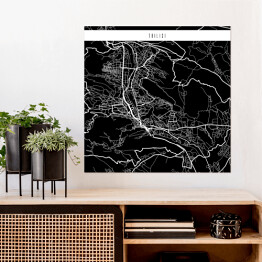 Plakat samoprzylepny Mapa miast świata - Tbilisi - czarna