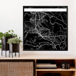 Obraz w ramie Mapa miast świata - Tbilisi - czarna