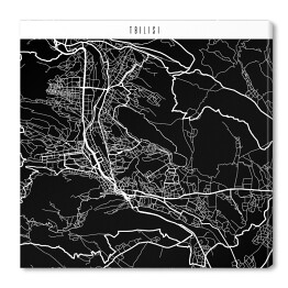 Obraz na płótnie Mapa miast świata - Tbilisi - czarna