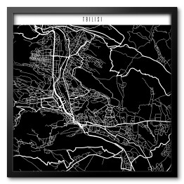 Obraz w ramie Mapa miast świata - Tbilisi - czarna