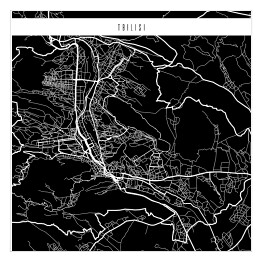 Plakat samoprzylepny Mapa miast świata - Tbilisi - czarna