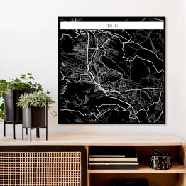 Plakat w ramie Mapa miast świata - Tbilisi - czarna