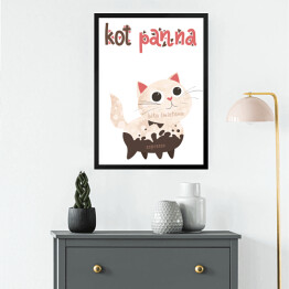 Obraz w ramie Ilustracja - kot panna - kocie kawy