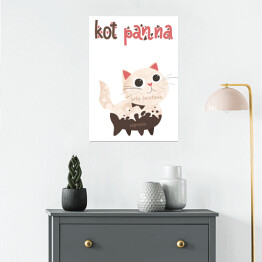 Plakat samoprzylepny Ilustracja - kot panna - kocie kawy