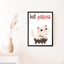 Obraz w ramie Ilustracja - kot panna - kocie kawy
