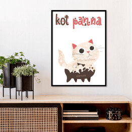 Plakat w ramie Ilustracja - kot panna - kocie kawy