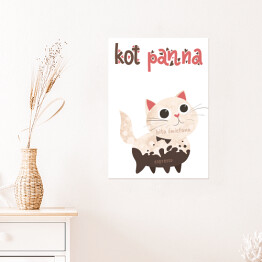 Plakat samoprzylepny Ilustracja - kot panna - kocie kawy
