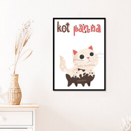Plakat w ramie Ilustracja - kot panna - kocie kawy