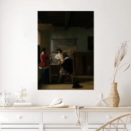 Plakat samoprzylepny Jan Vermeer Odwiedziny Reprodukcja