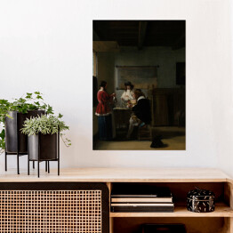 Plakat samoprzylepny Jan Vermeer Odwiedziny Reprodukcja