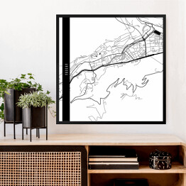 Obraz w ramie Andora - mapy miast świata - biała