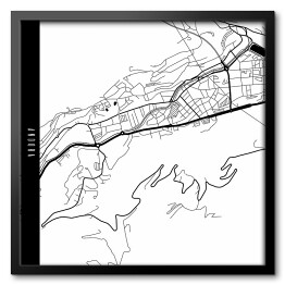 Obraz w ramie Andora - mapy miast świata - biała