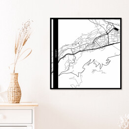 Plakat w ramie Andora - mapy miast świata - biała