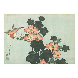 Plakat Hokusai Katsushika "Hibiscus and Sparrow"