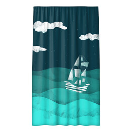 Zasłona Statek na morzu, noc - ilustracja