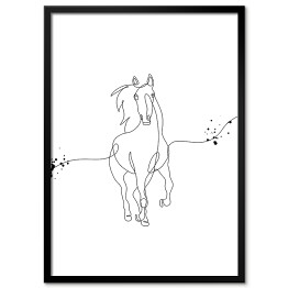 Plakat w ramie Koń w galopie - białe konie